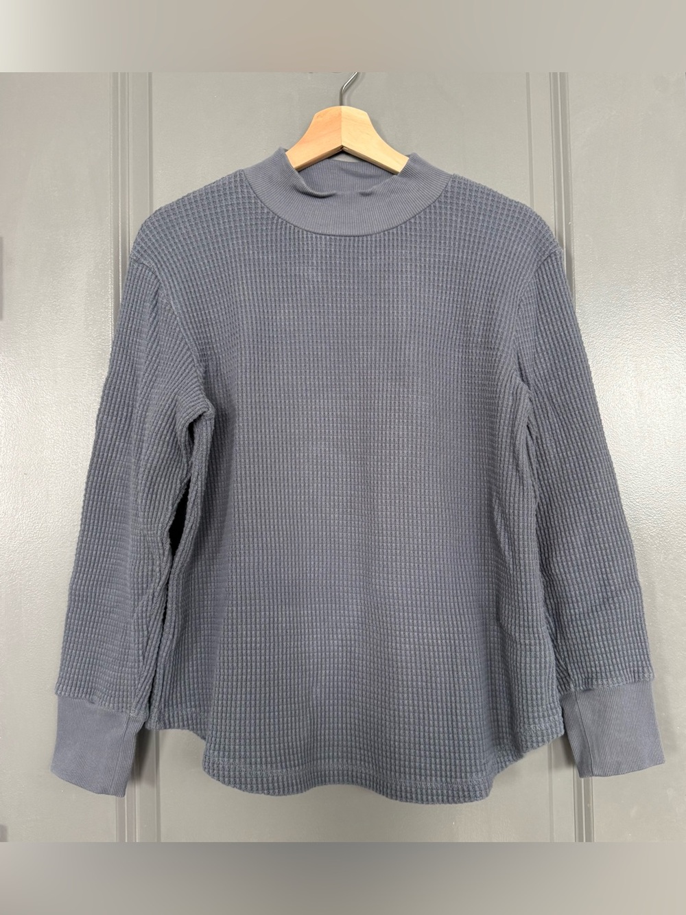 Madewell Sunfaded Indigo Mockneck Waffle Knit Sweatshirt Size Small